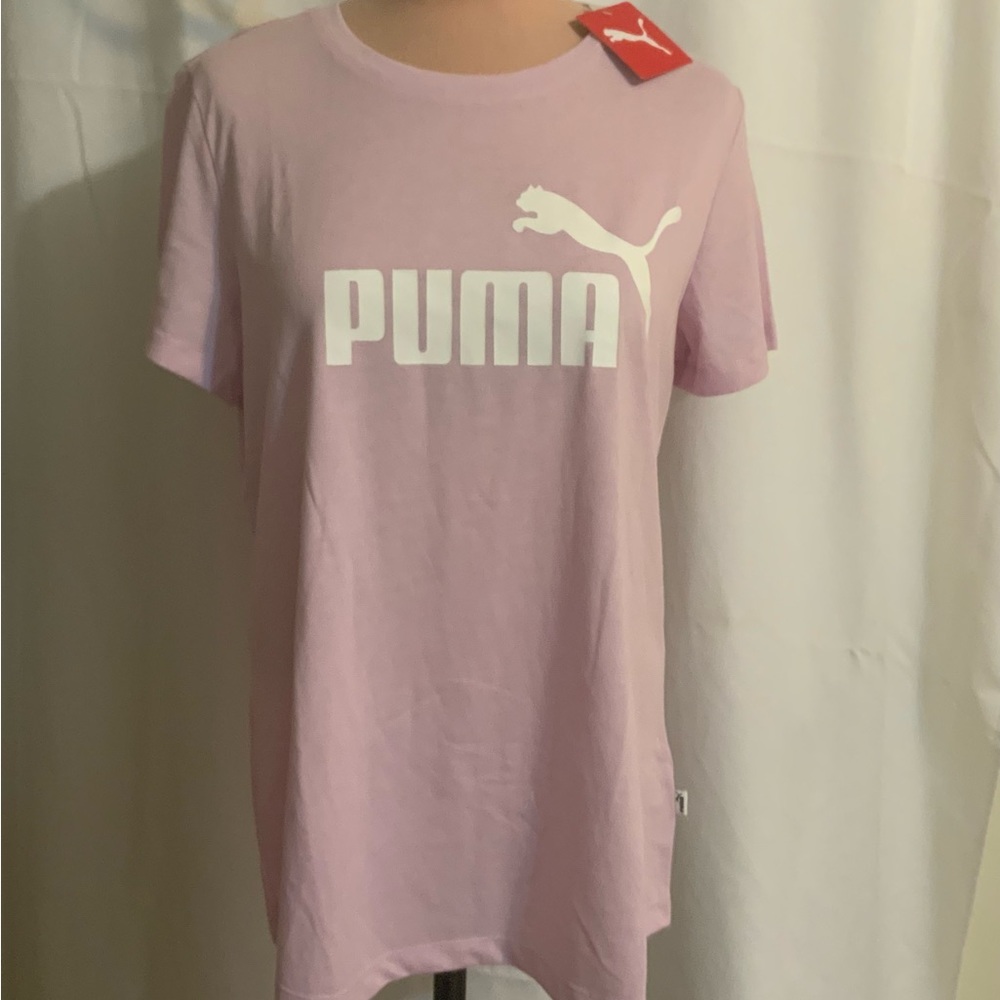 Puma Ess Logo Pink Short Sleeve T-Shirt Womens Sport/Casual Top Size Large